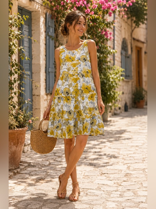 Valentina Naldi Dresses & Skirts - Valentina Naldi Yellow Floral Midi Dress